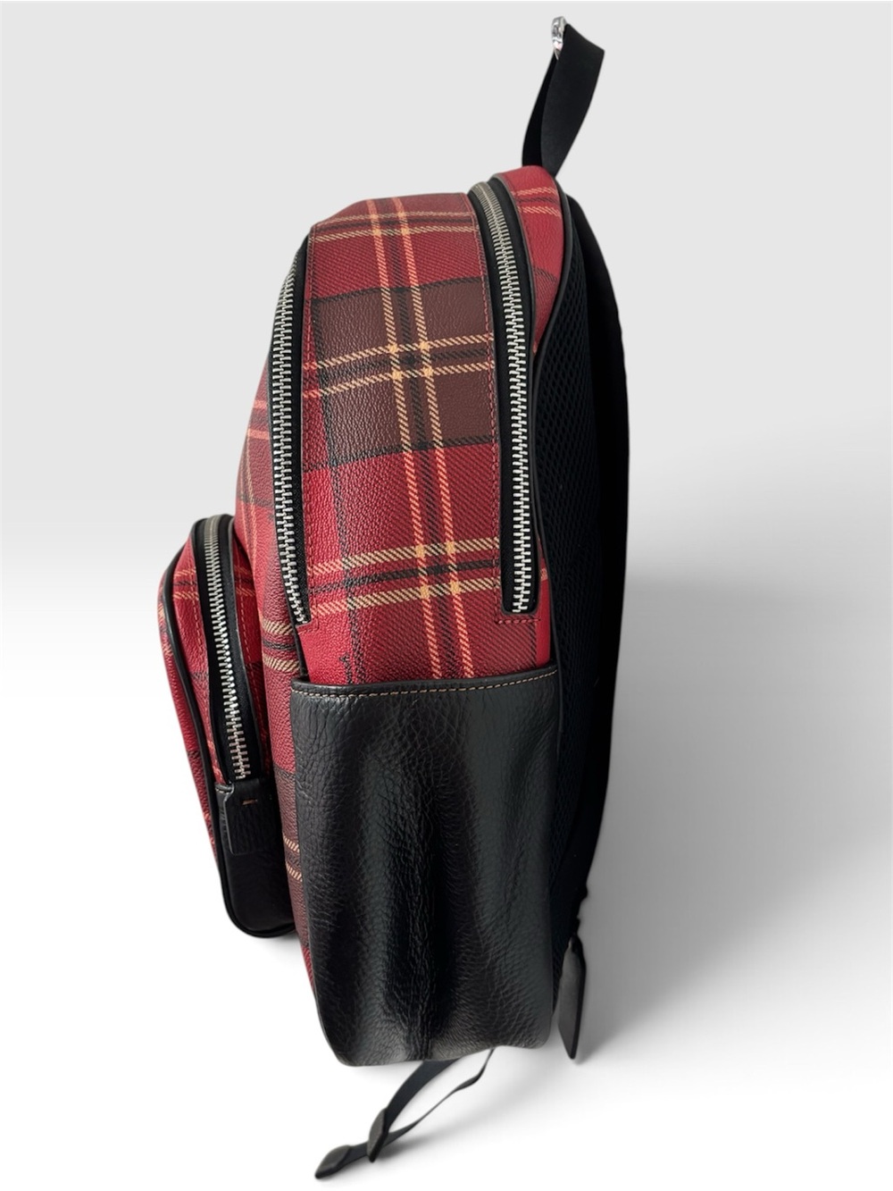 COACH Court Backpack CC145 Red Black Tartan Plaid - Picture 4 of 10